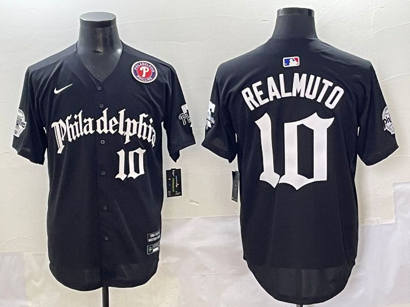 Men 2025 Philadelphia Phillies #10 Realmuto Black Five generations Joint Name Nike MLB Jersey style 6